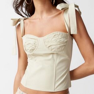 Lioness Ballerina Bustier Top in Tan w Tied Straps & Boning Revolve Shopbop